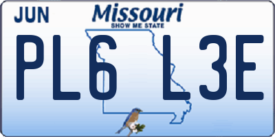MO license plate PL6L3E