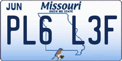 MO license plate PL6L3F