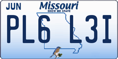 MO license plate PL6L3I