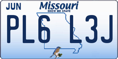 MO license plate PL6L3J