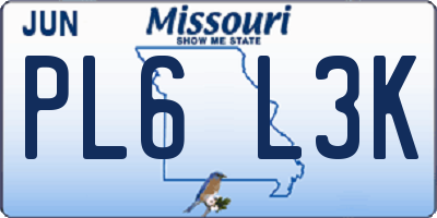 MO license plate PL6L3K