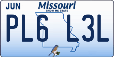 MO license plate PL6L3L