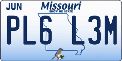MO license plate PL6L3M