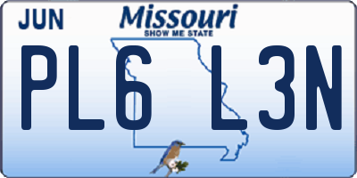 MO license plate PL6L3N