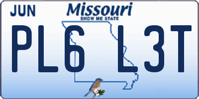 MO license plate PL6L3T