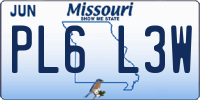 MO license plate PL6L3W