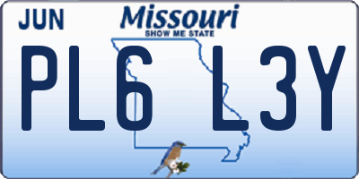 MO license plate PL6L3Y
