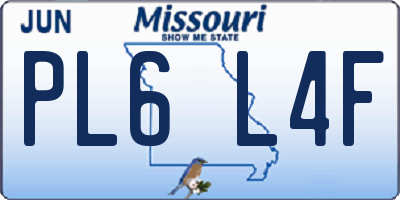 MO license plate PL6L4F
