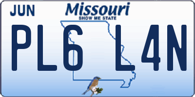 MO license plate PL6L4N