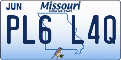 MO license plate PL6L4Q