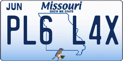 MO license plate PL6L4X