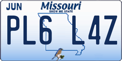 MO license plate PL6L4Z