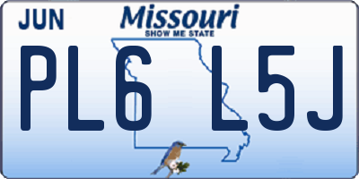 MO license plate PL6L5J