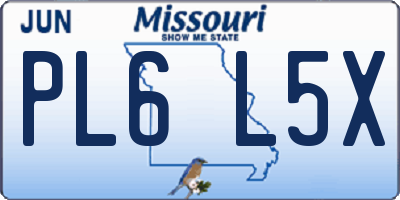 MO license plate PL6L5X