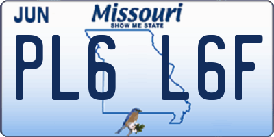 MO license plate PL6L6F
