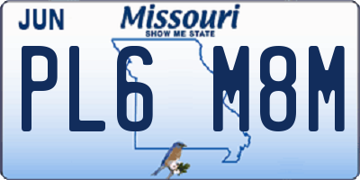 MO license plate PL6M8M