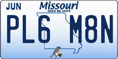 MO license plate PL6M8N