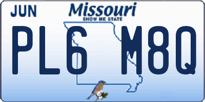 MO license plate PL6M8Q
