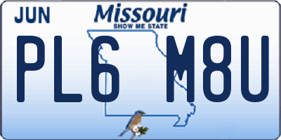 MO license plate PL6M8U