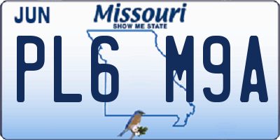 MO license plate PL6M9A