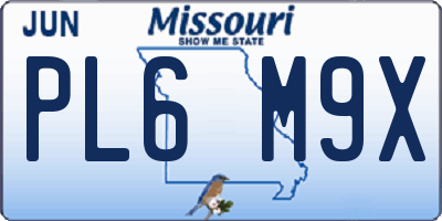 MO license plate PL6M9X