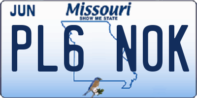 MO license plate PL6N0K