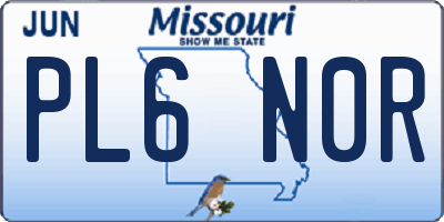 MO license plate PL6N0R