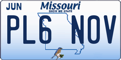 MO license plate PL6N0V