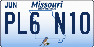 MO license plate PL6N1O