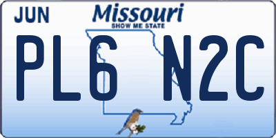 MO license plate PL6N2C
