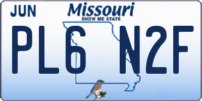 MO license plate PL6N2F