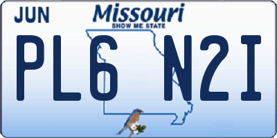 MO license plate PL6N2I