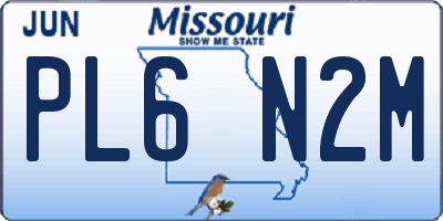 MO license plate PL6N2M