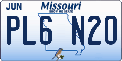 MO license plate PL6N2O