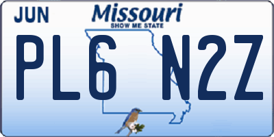 MO license plate PL6N2Z