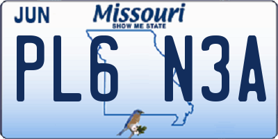 MO license plate PL6N3A