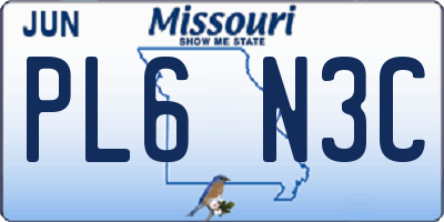 MO license plate PL6N3C