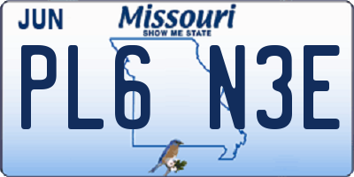 MO license plate PL6N3E