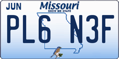 MO license plate PL6N3F