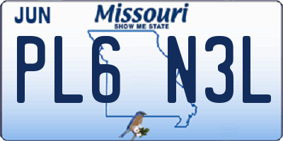 MO license plate PL6N3L