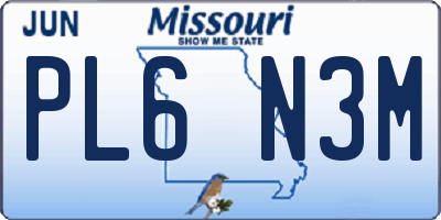 MO license plate PL6N3M