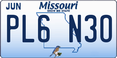 MO license plate PL6N3O