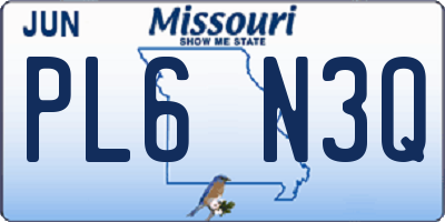 MO license plate PL6N3Q