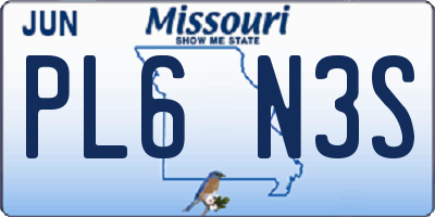 MO license plate PL6N3S