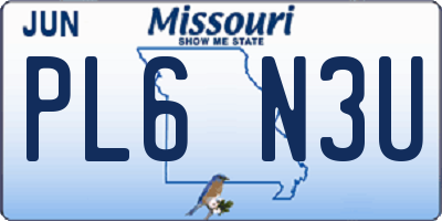 MO license plate PL6N3U