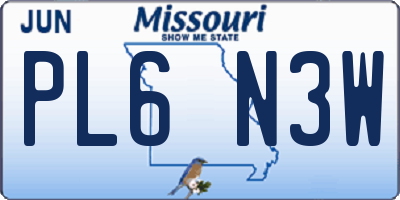 MO license plate PL6N3W