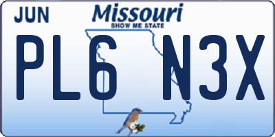 MO license plate PL6N3X