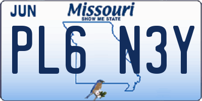 MO license plate PL6N3Y