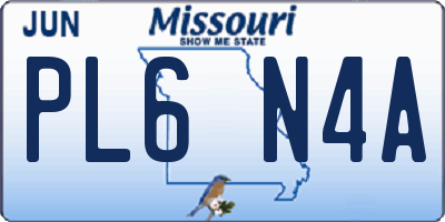 MO license plate PL6N4A