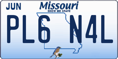 MO license plate PL6N4L